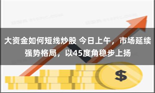 大资金如何短线炒股 今日上午，市场延续强势格局，以45度角稳步上扬